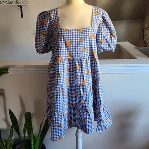 NWT Boohoo Orange Gingham Dress Size US 14